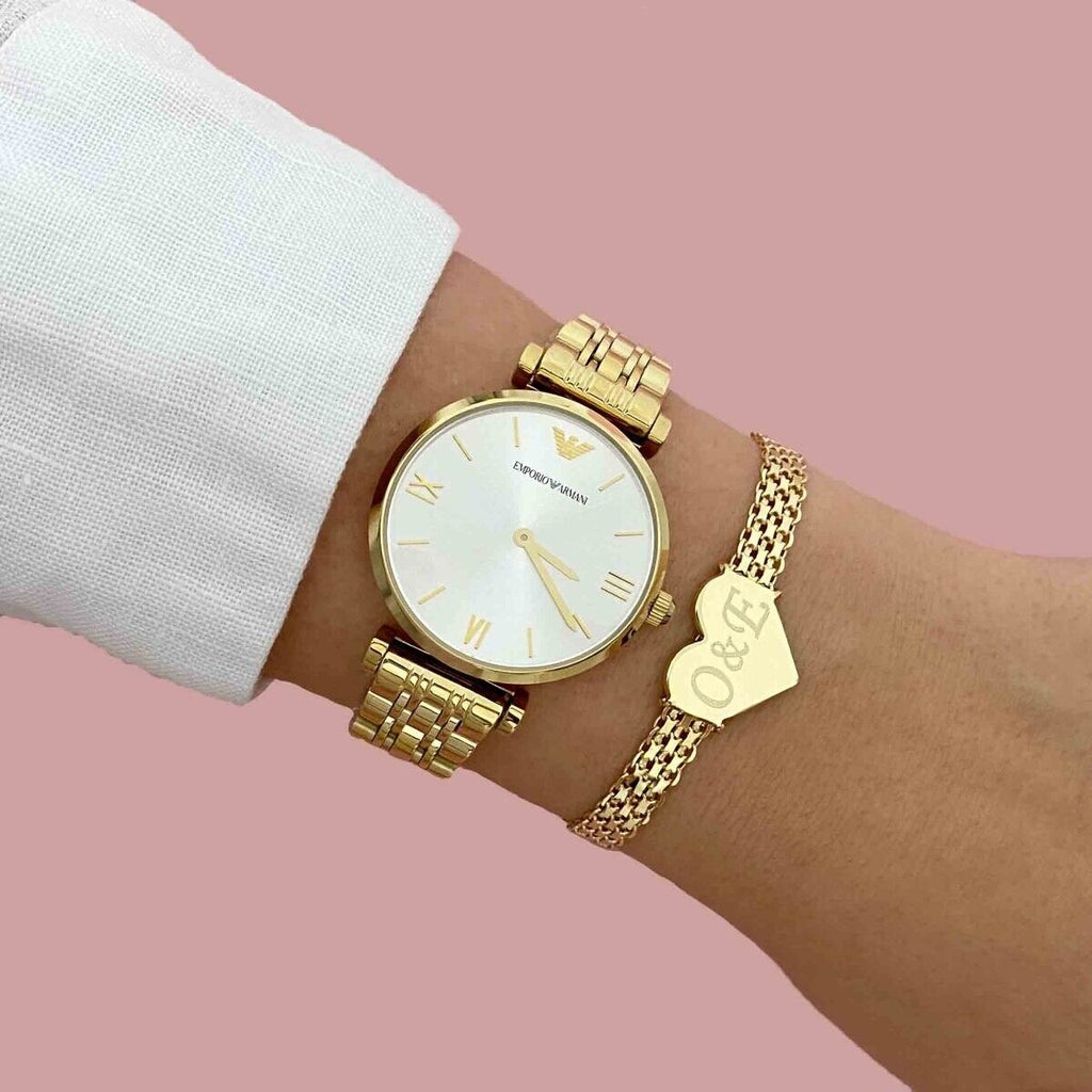 Emporio Armani Gianni T Bar Silver Dial Gold Stainless Steel Strap Watch For Women - AR1877 Buy Now By Emporio Armani