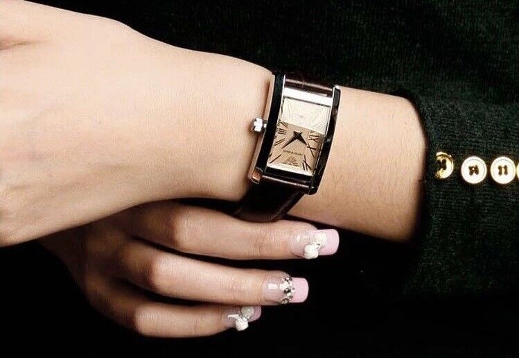 Emporio Armani Classic Beige Dial Brown Leather Strap Watch For Women - AR0155 Buy Now By Emporio Armani