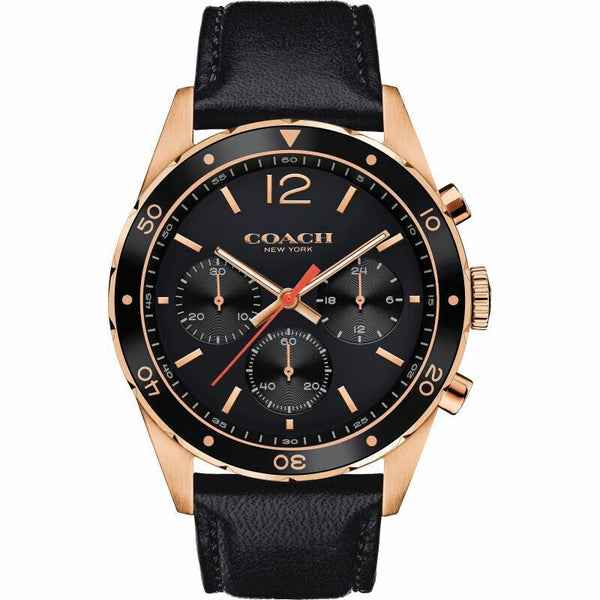 Coach Sullivan Chronograph Black Dial Black Leather Strap Watch for Men - 14602087 Buy Now By Coach