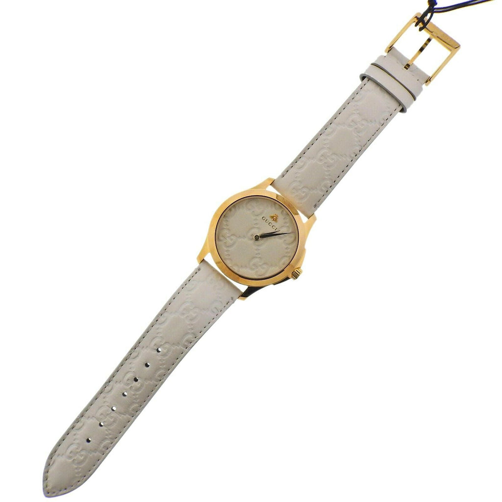 Gucci G Timeless Quartz White Dial White Leather Strap Watch For Women - YA1264033A Buy Now By Gucci