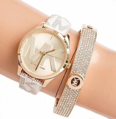 Michael Kors Jaycie Quartz Gold Dial White Leather Strap Watch for Women - MK2861 Buy Now By Michael Kors