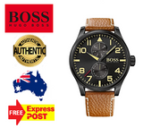 Hugo Boss Aeroliner Maxx Chronograph Black Dial Brown Leather Strap Watch For Men - HB1513082 Buy Now By Hugo Boss
