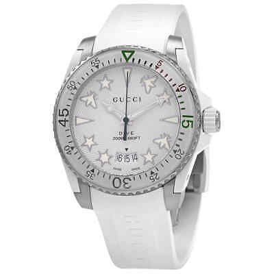 Gucci Dive Quartz White Dial White Rubber Strap Watch For Men - YA136337 Buy Now By Gucci