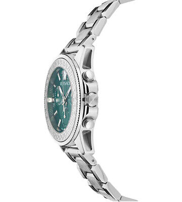 Versace Greca Action Chronograph Quartz Green Dial Silver Steel Strap Watch for Men - VE3J00422 Buy Now By Versace