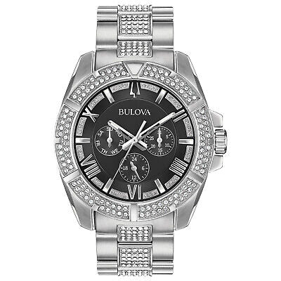 Bulova Crystal Collection Chronograph Black Dial Two Tone Steel Strap Watch for Men - 96C126 Buy Now By Bulova