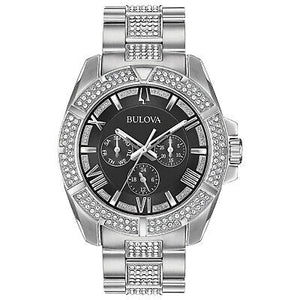 Bulova Crystal Collection Chronograph Black Dial Two Tone Steel Strap Watch for Men - 96C126 Buy Now By Bulova