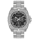 Bulova Crystal Collection Chronograph Black Dial Two Tone Steel Strap Watch for Men - 96C126 Buy Now By Bulova