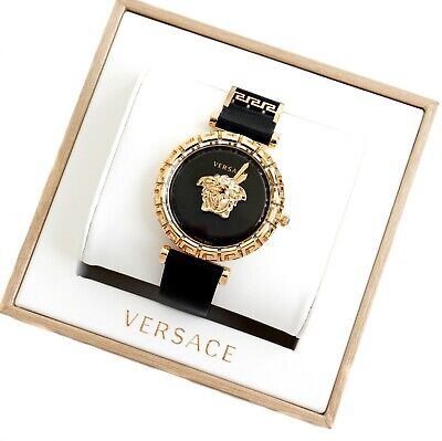 Versace Palazzo Empire Greca Black Dial Black Leather Strap Watch for Women - VEDV00119 Buy Now By Versace