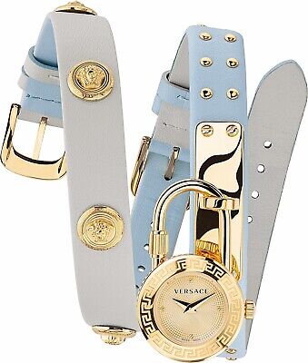 Versace Medusa Lock Icon Quartz White Dial Blue Leather Strap Watch for Women - VEDW00419 Buy Now By Versace