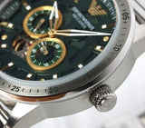 Emporio Armani Meccanico Chronograph Automatic Green Dial Silver Steel Strap Watch For Men - AR60053 Buy Now By Emporio Armani