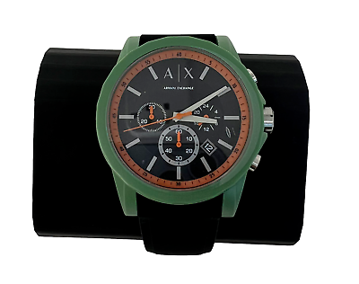 Armani Exchange Outerbanks Chronograph Black Dial Black Silicone Strap Watch For Men - AX1348 Buy Now By Armani Exchange