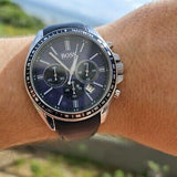 Hugo Boss Driver Sport Chronograph Blue Dial Black Leather Strap Watch for Men - 1513077 Buy Now By Hugo Boss