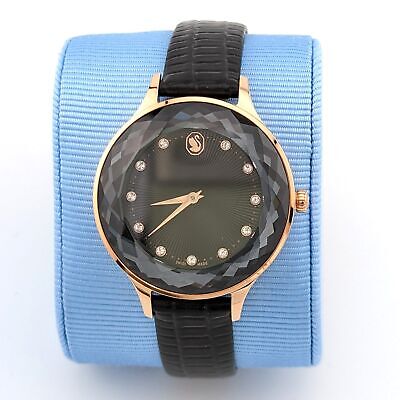 Swarovski Octea Nova Black Dial Black Leather Strap Watch for Women - 5650033 Buy Now By Swarovski