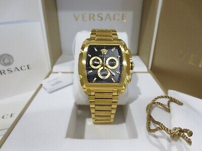 Versace Dominus Chronograph Black Dial Gold Steel Strap Watch For Men - VE6H00523 Buy Now By Versace