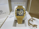 Versace Dominus Chronograph Black Dial Gold Steel Strap Watch For Men - VE6H00523 Buy Now By Versace