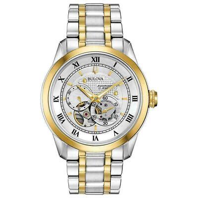 Bulova BVA Skeleton Silver Dial Two Tone Steel Strap Watch for Men - 98A123 Buy Now By Bulova