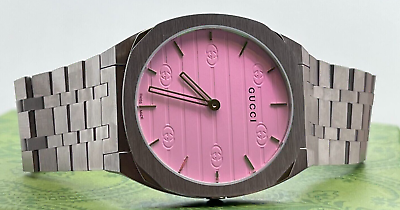 Gucci 25H Quartz Pink Dial Silver Steel Strap Watch for Women - YA163410 Buy Now By Gucci