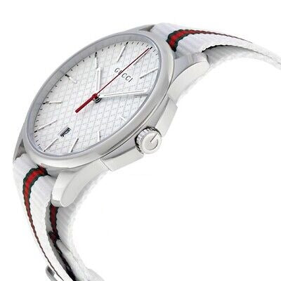 Gucci G Timeless Quartz White DIal White NATO Strap Watch For Men - YA126322 Buy Now By Gucci