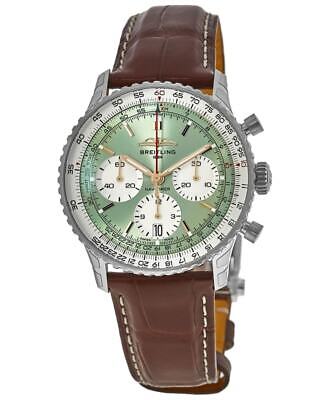 Breitling Navitimer B01 Chronograph 41 Green Dial Brown Leather Strap Watch for Men - AB0139211L1P1 Buy Now By Breitling