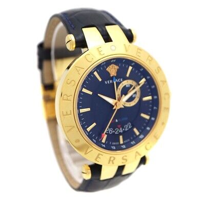 Versace Race GMT Blue Dial Blue Leather Strap Watch For Men - 29G70D282 Buy Now By Versace