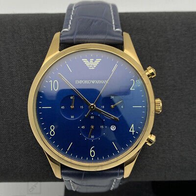 Emporio Armani Chronograph Midnight Blue Dial Blue Leather Strap Watch For Men - AR1862 Buy Now By Emporio Armani