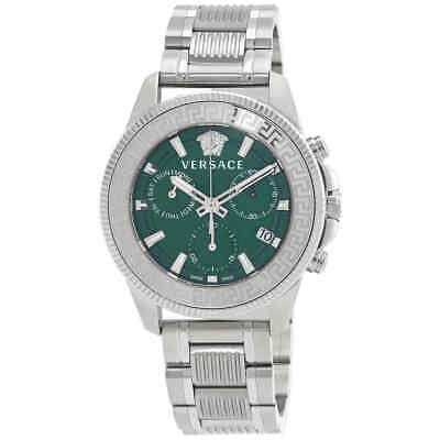 Versace Greca Action Chronograph Quartz Green Dial Silver Steel Strap Watch for Men - VE3J00422 Buy Now By Versace