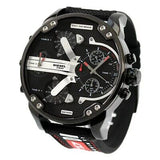 Diesel Mr. Daddy 2.0 Quartz Black Dial Black Nylon Strap Watch For Men - DZ7433 Buy Now By Diesel