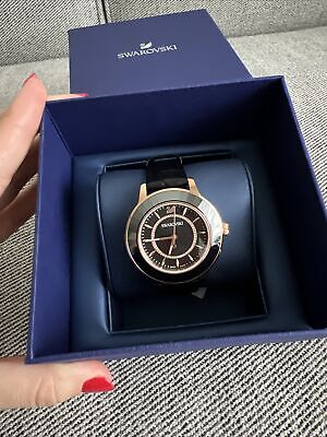 Swarovski Octea Lux Black Dial Black Leather Strap Watch for Women - 5414410 Buy Now By Swarovski