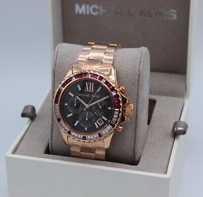 Michael Kors Everest Chronograph Black Dial Rose Gold Steel Strap Watch for Women - MK6972 Buy Now By Michael Kors