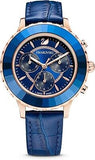 Swarovski Octea Lux Chrono Blue Dial Blue Leather Strap Watch for Women - 5563480 Buy Now By Swarovski
