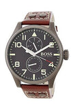 Hugo Boss Aeroliner Day Date Black Dial Brown Leather Strap Watch For Men - HB1513079 Buy Now By Hugo Boss