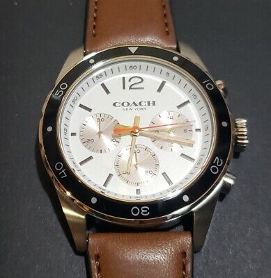 Coach Sullivan Chronograph White Dial Brown Leather Strap Watch for Men - 14602057 Buy Now By Coach