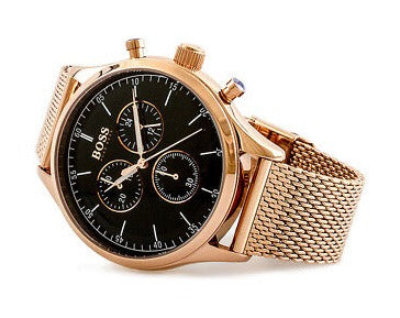 Hugo Boss Companion Quartz Black Dial Rose Gold Mesh Bracelet Watch For Men - HB1513548 Buy Now By Hugo Boss