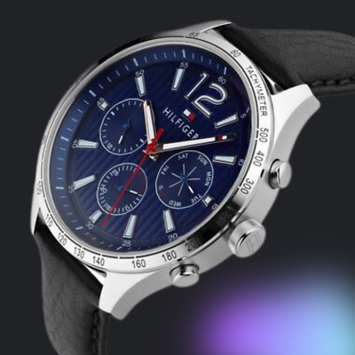 Tommy Hilfiger Gavin Blue Dial Blue Leather Strap Watch for Men - 1791468 Buy Now By Tommy Hilfiger