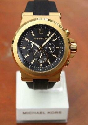 Michael Kors Dylan Chronograph Black Dial Black Rubber Strap Watch for Men - MK8445 Buy Now By Michael Kors