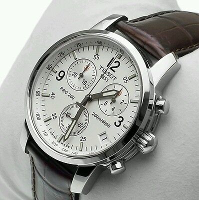Tissot T Race PRC 200 Chronograph White Dial Brown Leather Strap Watch for Men - T17.1.516.32 Buy Now By Tissot