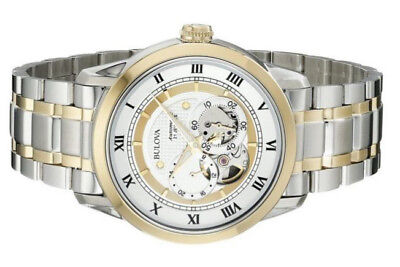 Bulova BVA Skeleton Silver Dial Two Tone Steel Strap Watch for Men - 98A123 Buy Now By Bulova