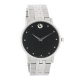 Movado Museum Classic Diamonds Black Dial Silver Steel Strap Watch for Men - 0607201 Buy Now By Movado