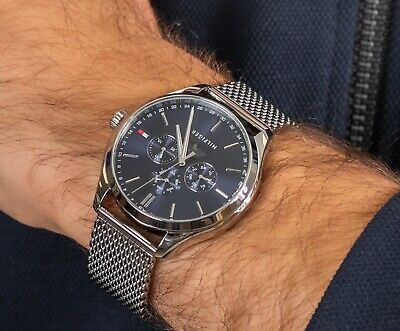 Tommy Hilfiger Oliver Quartz Blue Dial Silver Mesh Bracelet Watch for Men - 1791302 Buy Now By Tommy Hilfiger