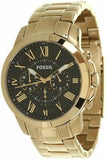 Fossil Grant Chronograph Black Dial Gold Steel Strap Watch for Men - FS4815 Buy Now By Fossil