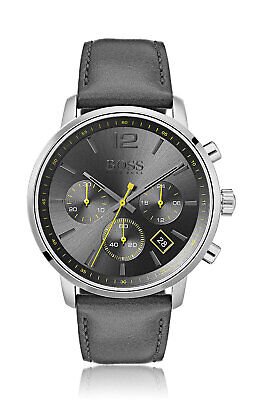 Hugo Boss Attitude Grey Dial Grey Leather Strap Watch for Men - 1513658 Buy Now By Hugo Boss