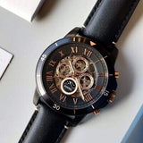 Fossil Grant Sport Automatic Skeleton Black Dial Black Leather Strap Watch for Men - ME3138 Buy Now By Fossil