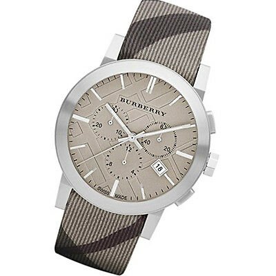Burberry The City Smoke Dial Checked Brown Leather Strap Watch for Men - BU9358 Buy Now By Burberry