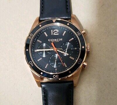 Coach Sullivan Chronograph Black Dial Black Leather Strap Watch for Men - 14602087 Buy Now By Coach