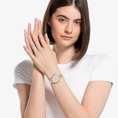 Swarovski Crystalline Chic Analog Silver Dial Rose Gold Steel Strap Watch for Women - 5544590 Buy Now By Swarovski
