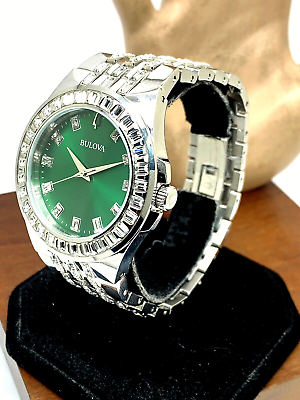 Bulova Phantom Classic Baguette Green Dial Silver Steel Strap Watch for Men - 96A253 Buy Now By Bulova