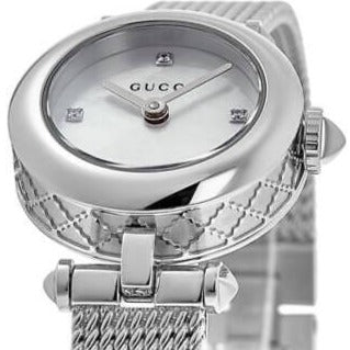 Gucci Diamantissima Diamonds Mother of Pearl Dial Silver Mesh Bracelet Watch for Women - YA141512 Buy Now By Gucci
