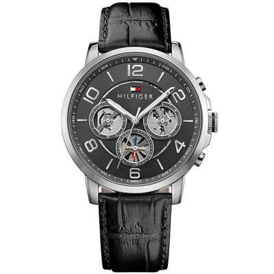 Tommy Hilfiger Keagan Quartz Grey Dial Black Leather Strap Watch for Men - 1791289 Buy Now By Tommy Hilfiger