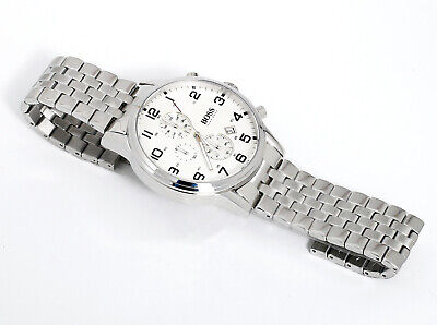 Hugo Boss Aeroliner Chronograph Quartz White Dial Silver Steel Strap Watch For Men - HB1512445 Buy Now By Hugo Boss