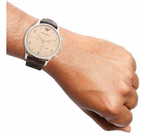 Emporio Armani Classic Chronograph Cream Dial Brown Leather Strap Watch For Men - AR1878 Buy Now By Emporio Armani